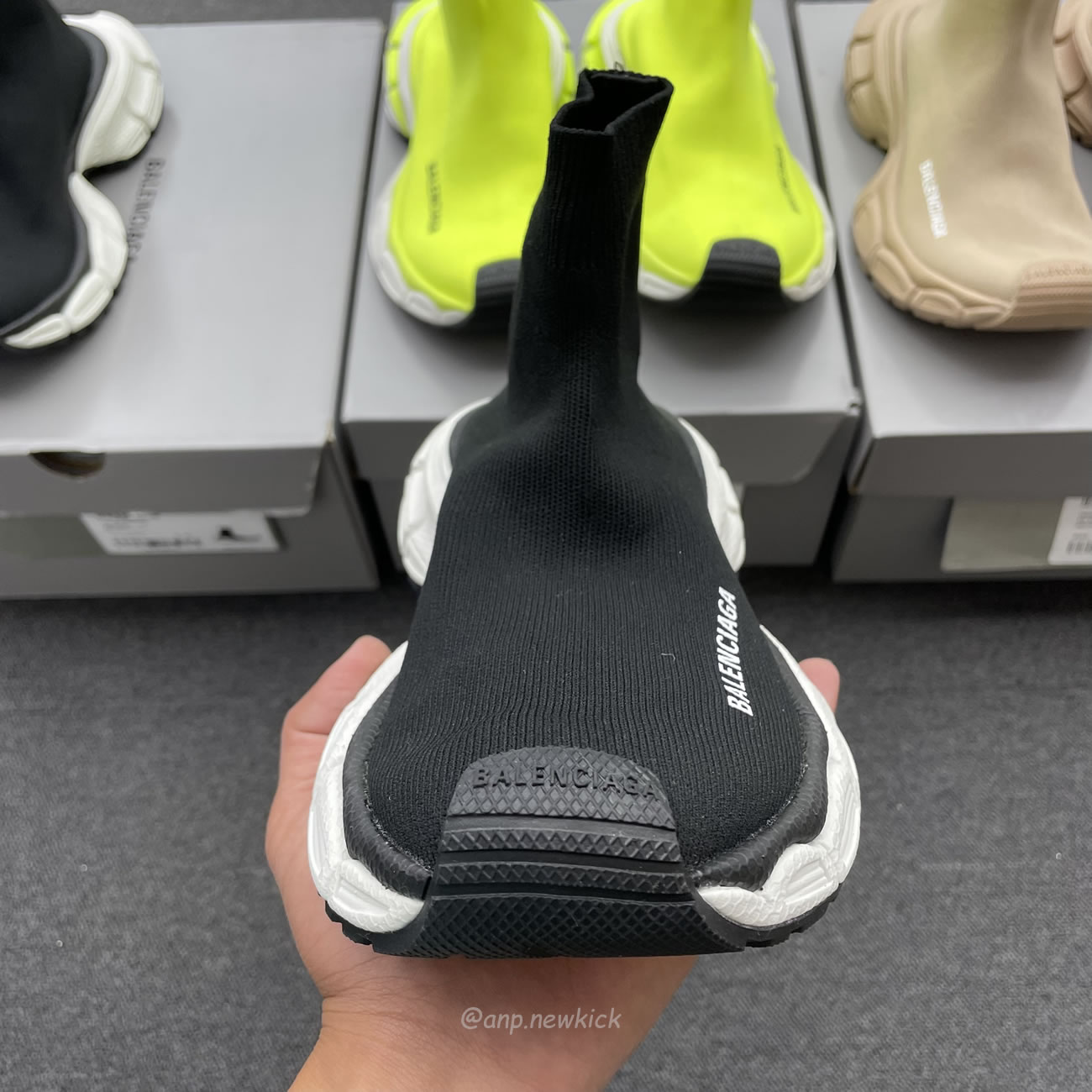 Balenciaga 3xl Sock Recycled Knit Sneakers Black White Fluo Yellow Beige (6) - newkick.org